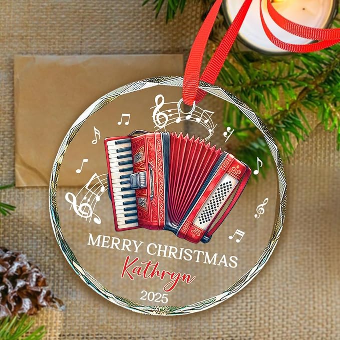 Musical Instrument Xmas Ornaments - Accordion Lover Christmas Ornament Gifts, Personalized