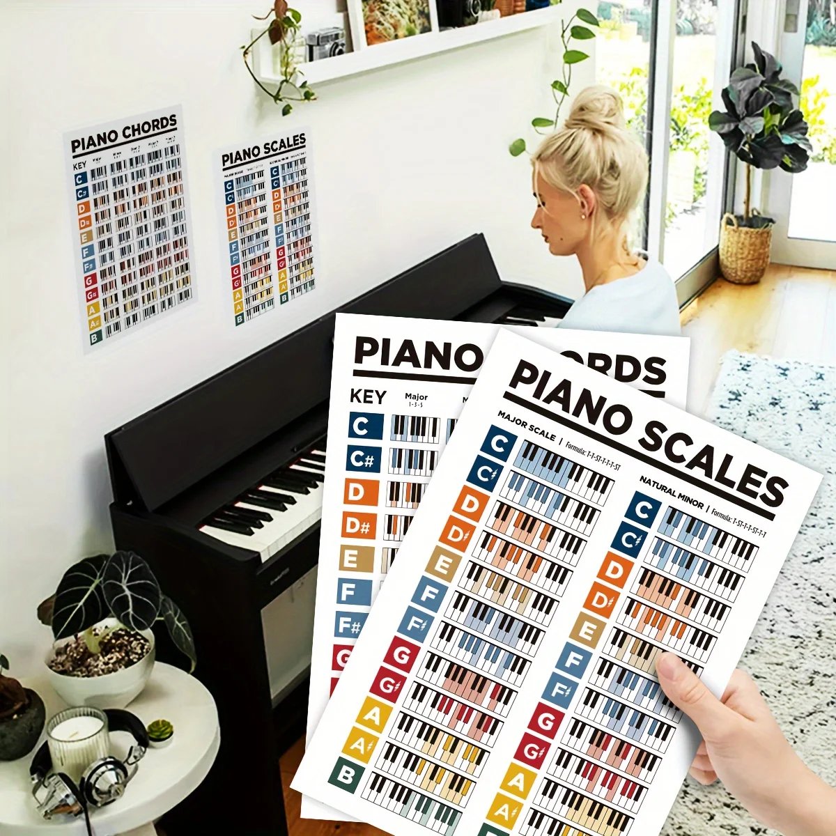 Musical Instrument Poster - 2pcs/set Piano Keyboard Chord Diagram/piano Knowledge