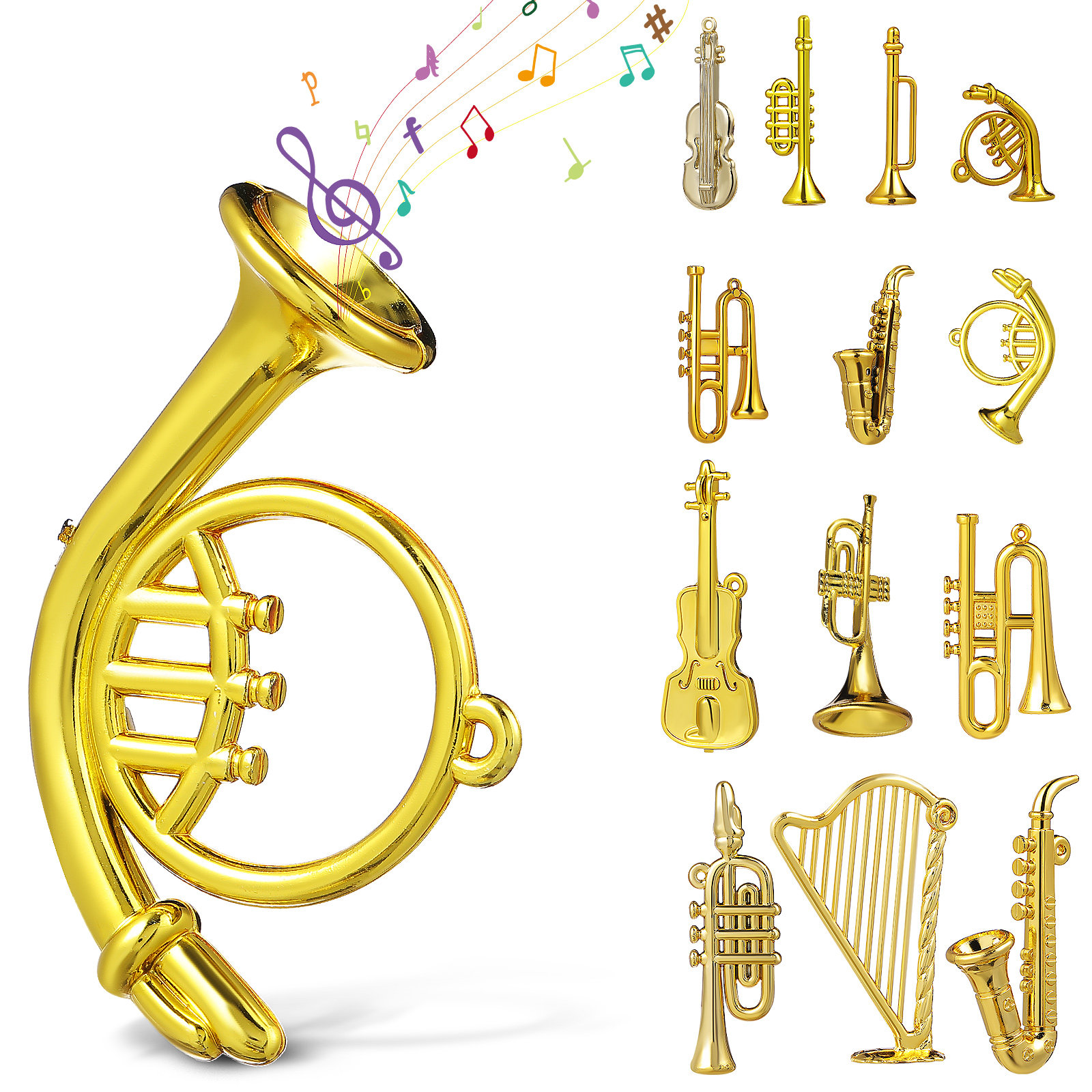 Musical Instrument Xmas Ornaments - 14Pcs Xmas Tree Miniature Music Instruments