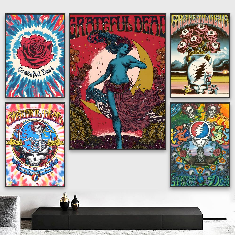 American Rock Band Grateful D- - Musical Instrument Poster recension och pris