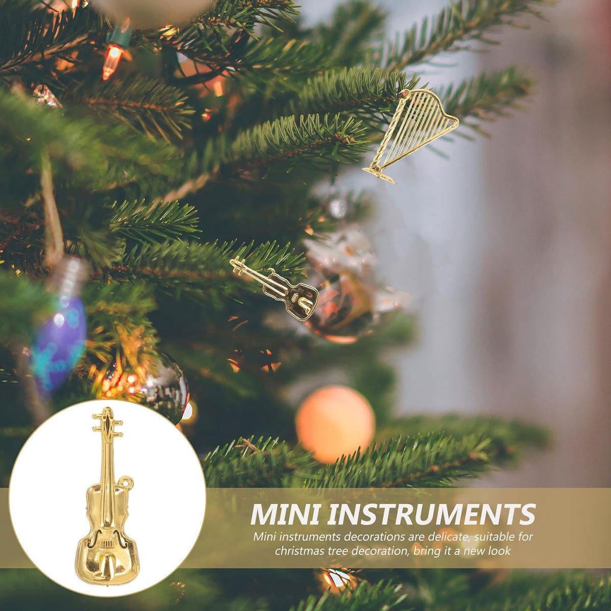 8Pcs 2-7cm Mini Golden Musical - Musical Instrument Xmas Ornaments recension och pris