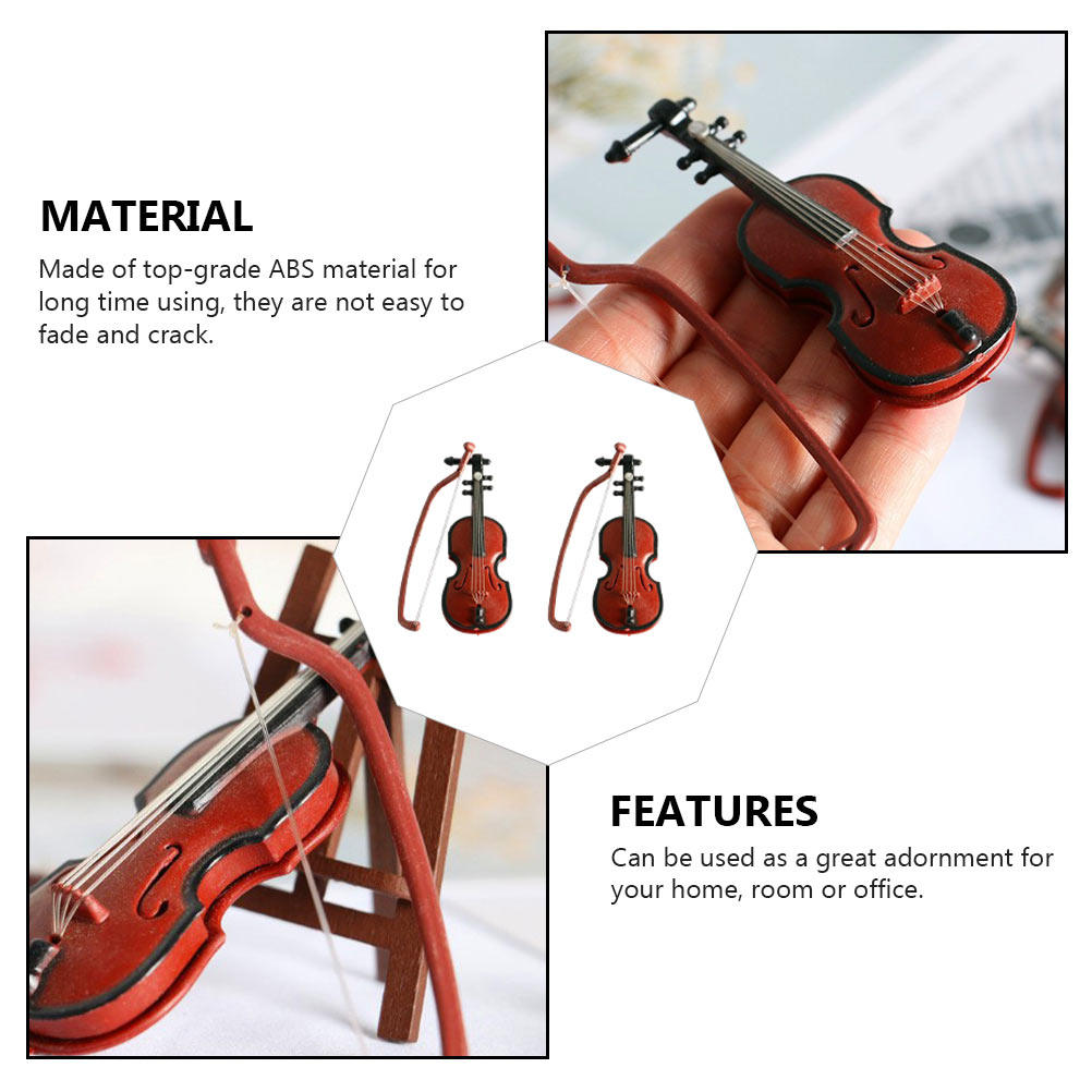 2Pcs Mini Violin Ornament Set  - Musical Instrument Xmas Ornaments recension och pris