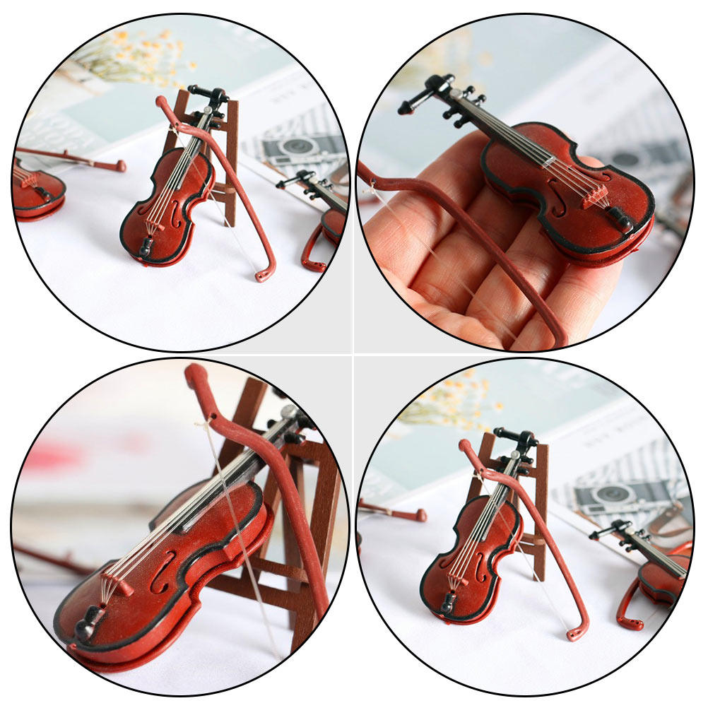 2Pcs Mini Violin Ornament Set  - Musical Instrument Xmas Ornaments recension och pris
