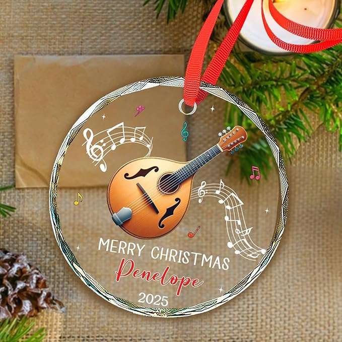 Mandolin Glass Ornament Xmas 2 - Musical Instrument Xmas Ornaments recension och pris