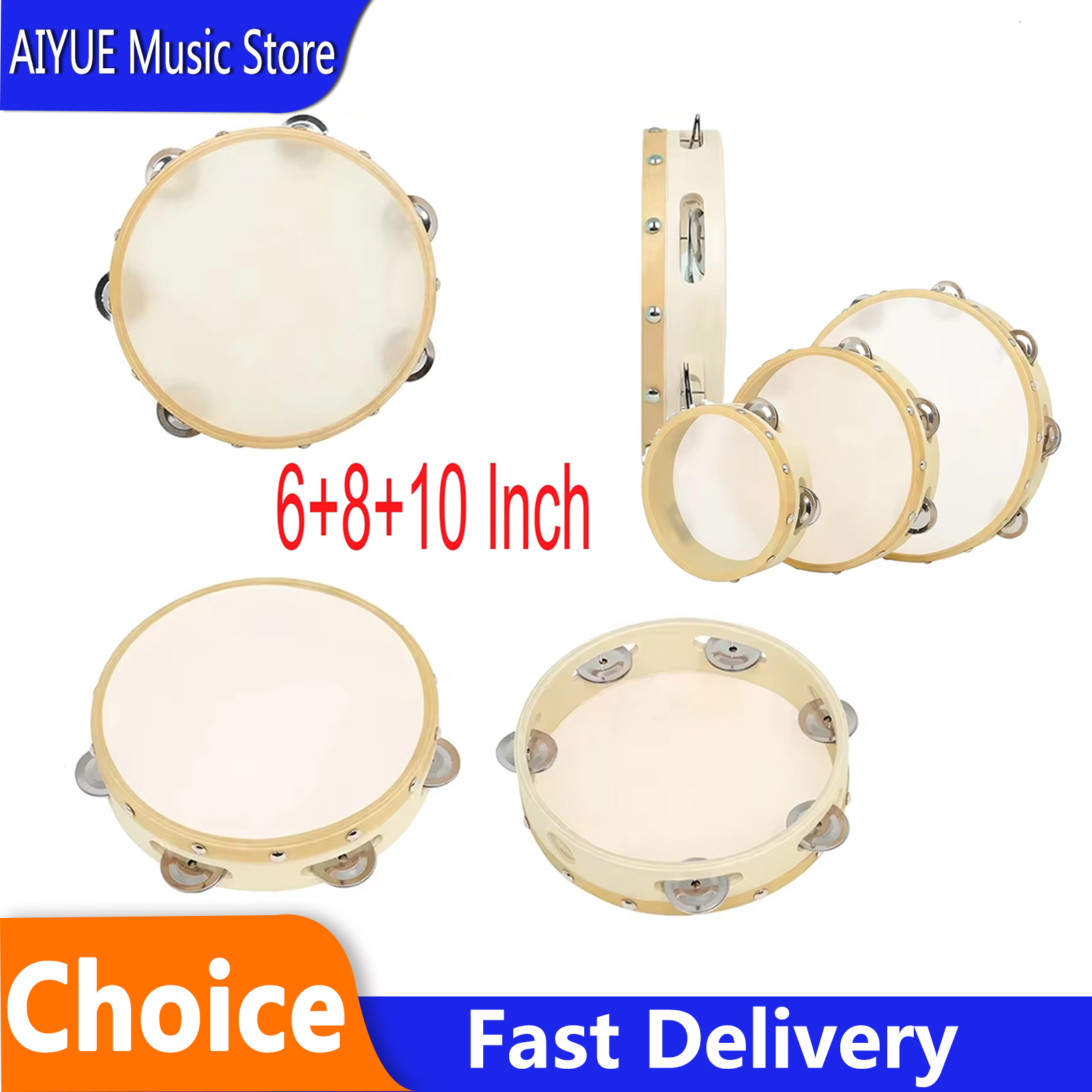 3Pcs/Set 6/8/10 Inches Cowhide - Tambourine Hand Drum recension och pris