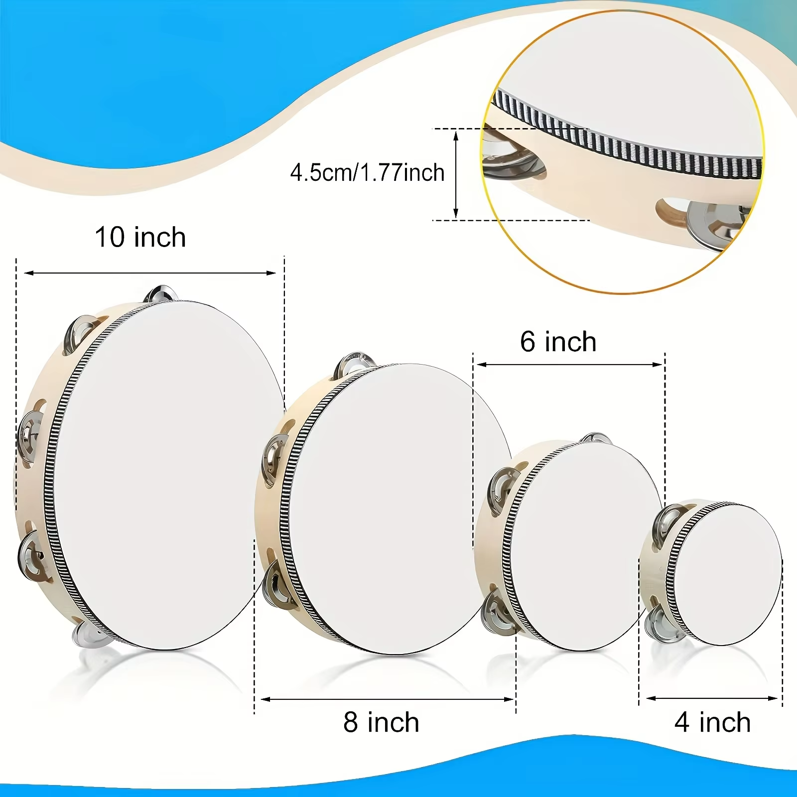 4/ 6inch Hand Tambourine, Meta - Musical Instrument Project recension och pris